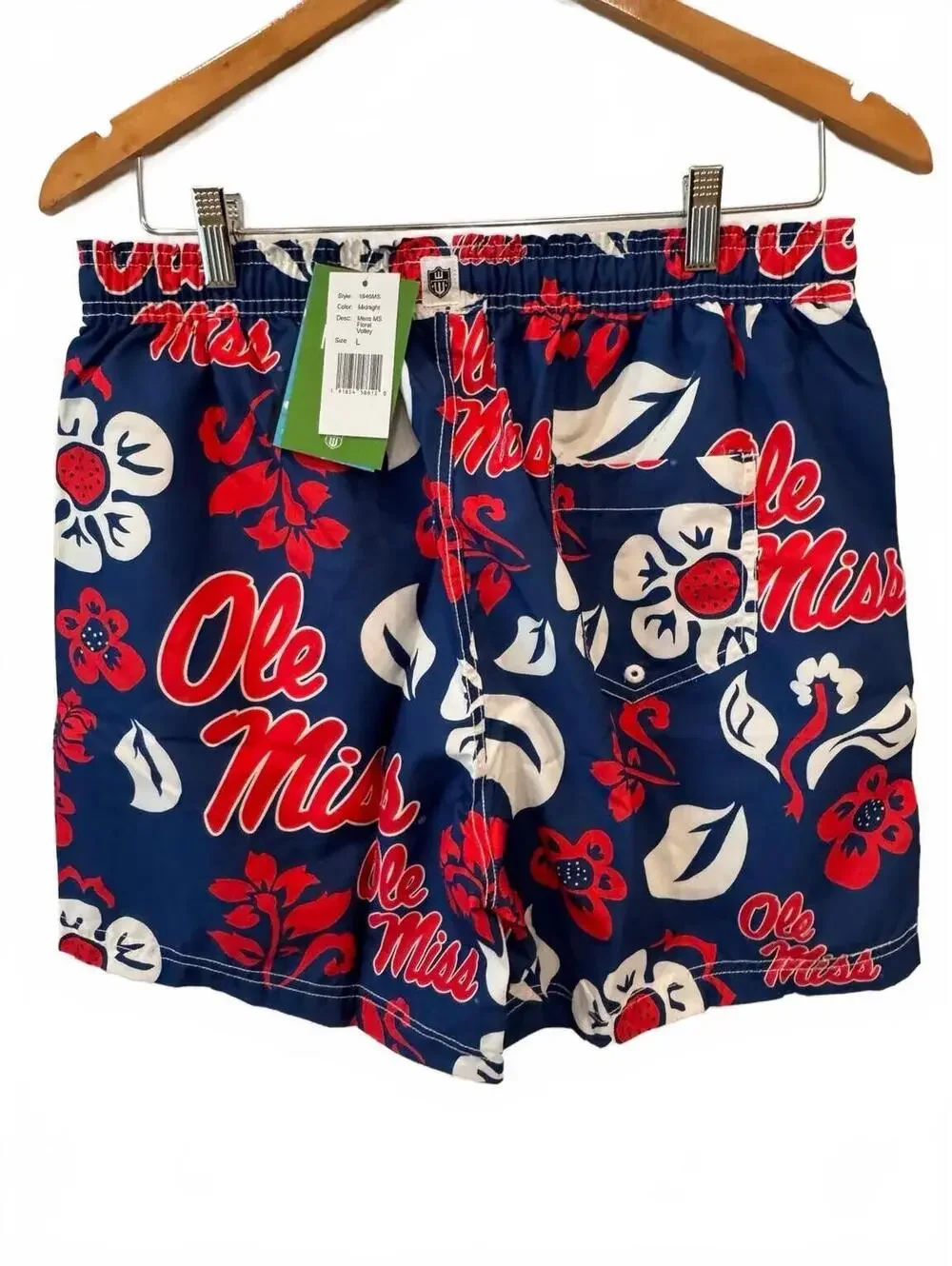 NWT Wes and Willy Ole Miss Floral Volley Swim Trunks Midnight Men’s L